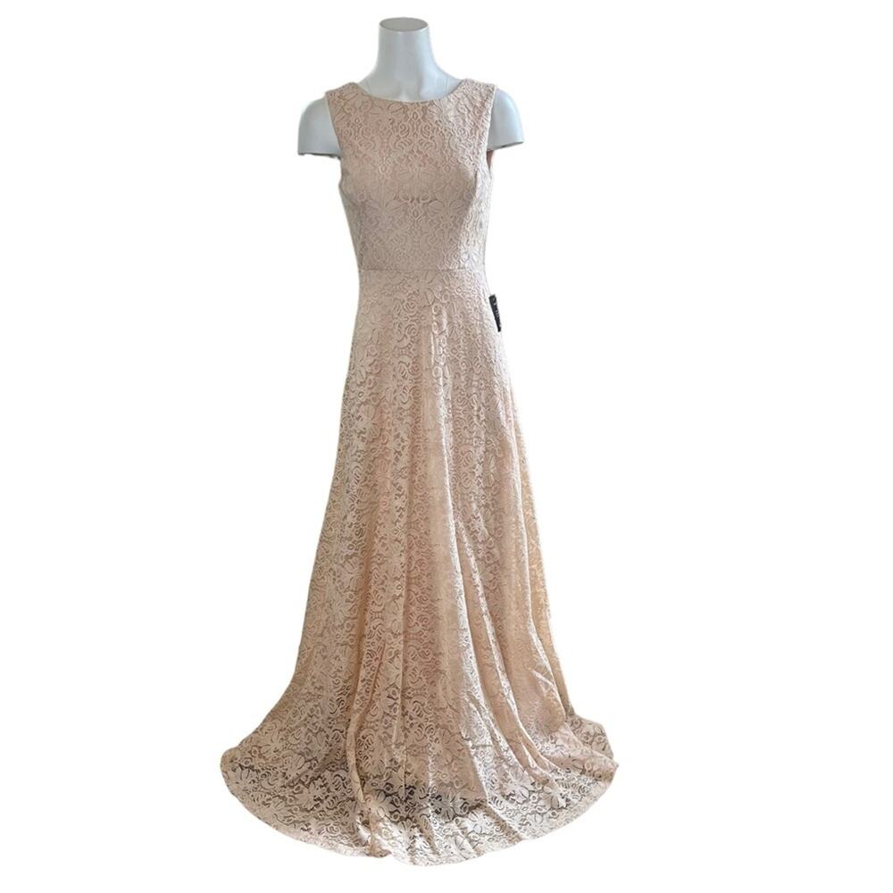 Lulus Luciana Blush Floral Lace Scoop Back Maxi Dress Wedding Prom Small S - Picture 2 of 12